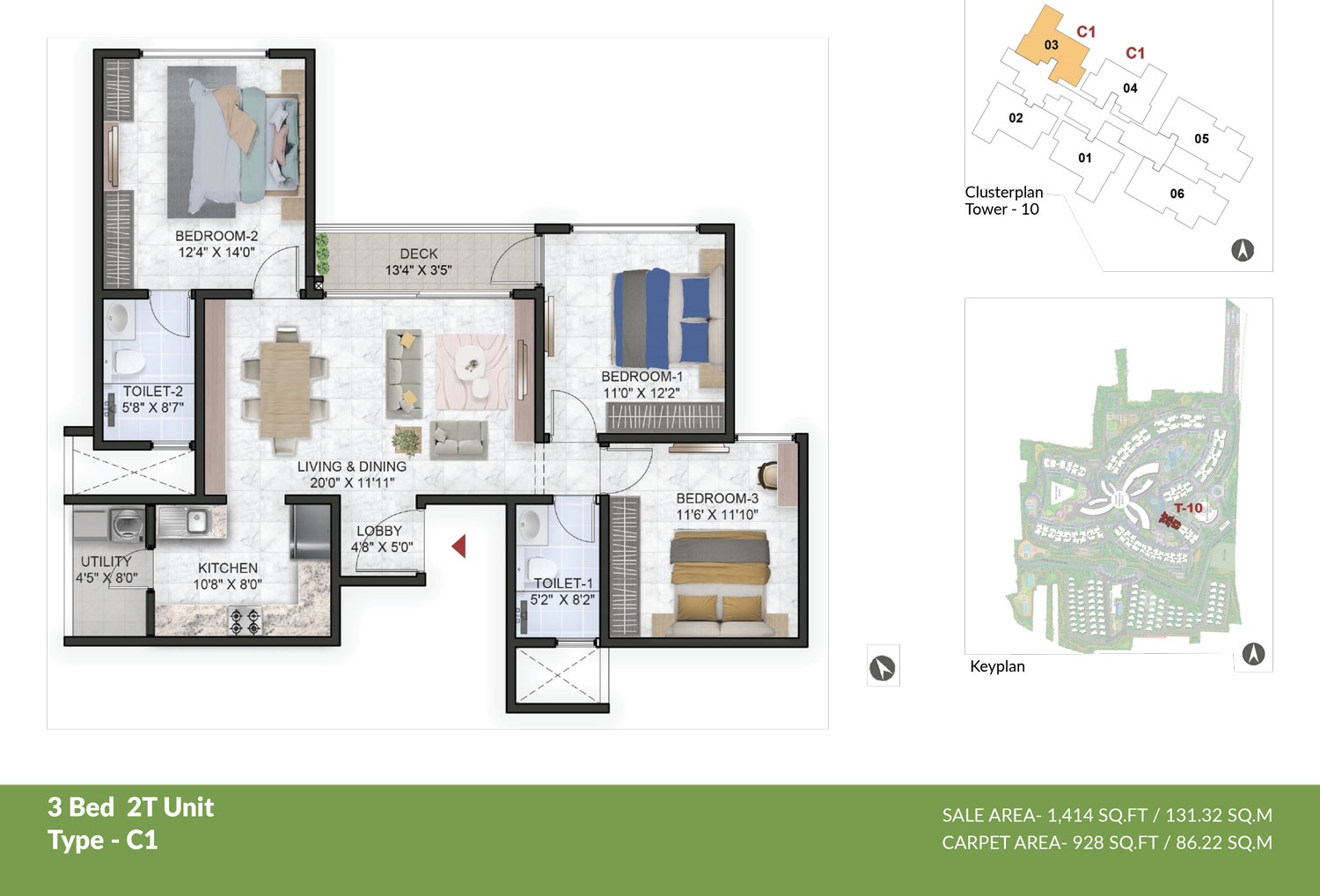 Prestige Park Grove 3 BHK Floor Plan